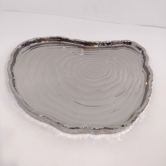 Elegance Titanium plated porcelain tree bark tray